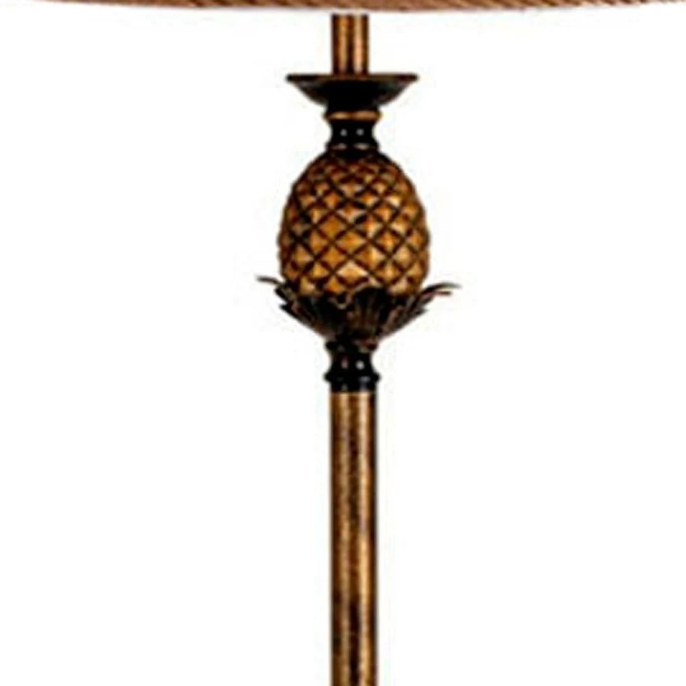 65" Antique Gold And Brown Traditional Pineapple Floor Lamp With Brown Bell Shade By Homeroots - Image 6