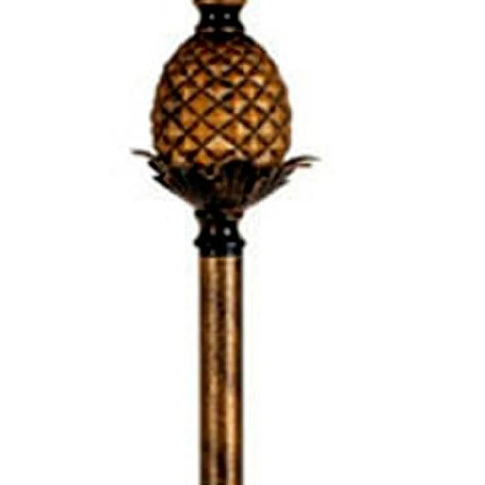 65" Antique Gold And Brown Traditional Pineapple Floor Lamp With Brown Bell Shade By Homeroots - Image 7