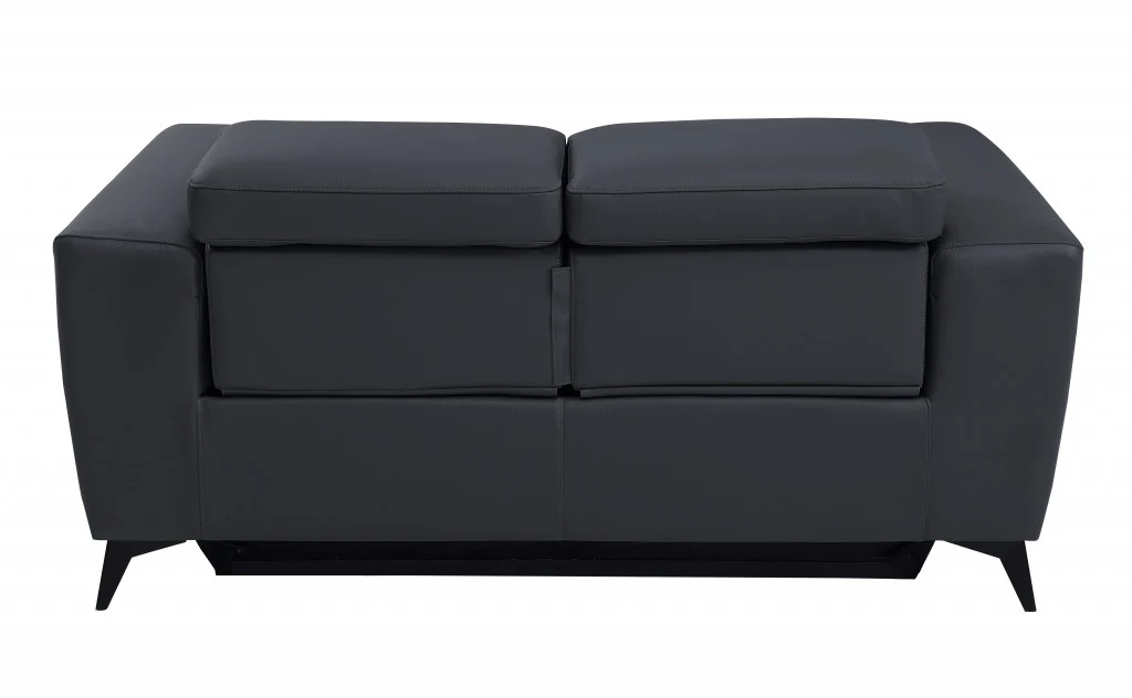 65" Beige Italian Leather and Stainless Reclining Love Seat By Homeroots - Image 8