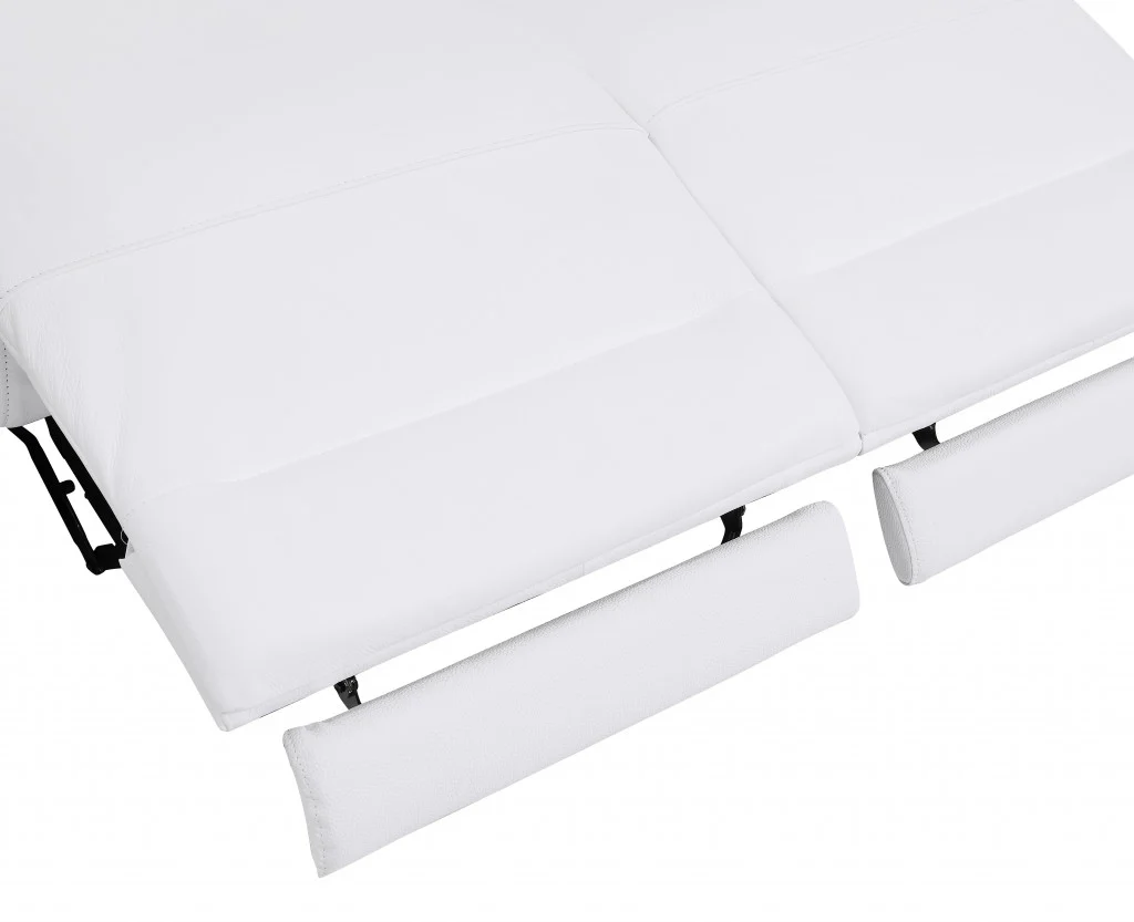 65" Beige Italian Leather with Chrome Accents Reclining Love Seat By Homeroots - Image 14