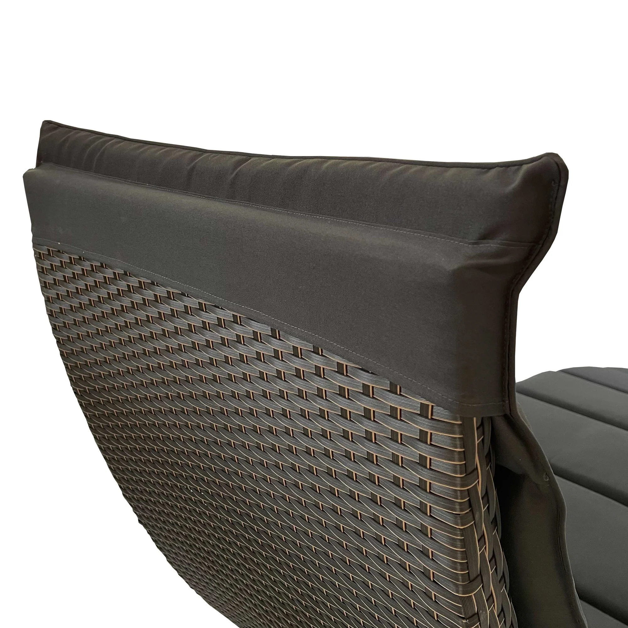 65" Faux Wicker and Dark Grey Cushions Chaise Lounge By Homeroots - Image 3