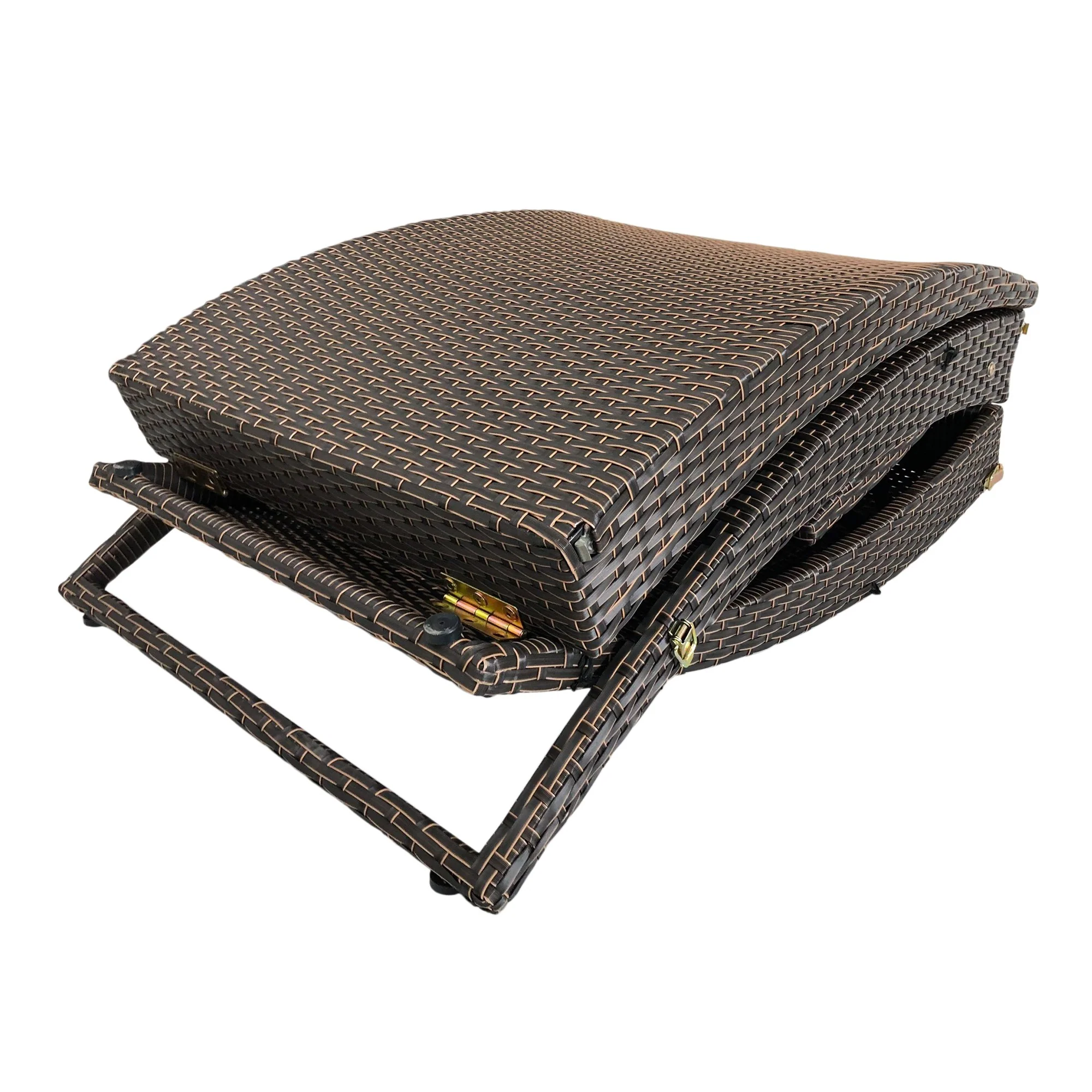 65" Faux Wicker and Dark Grey Cushions Chaise Lounge By Homeroots - Image 7