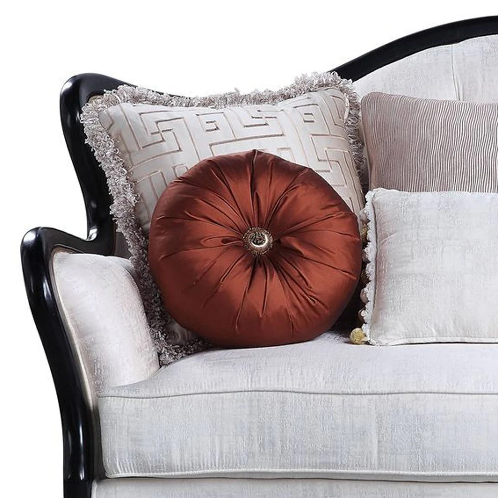 66" Beige And Black Cotton Blend Love Seat And Toss Pillows By Homeroots - Image 3