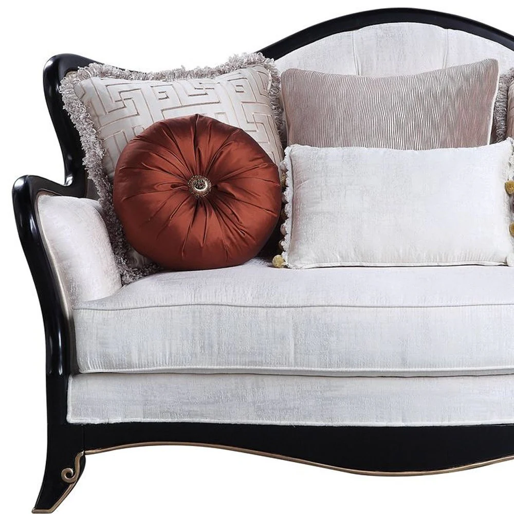 66" Beige And Black Cotton Blend Love Seat And Toss Pillows By Homeroots - Image 4
