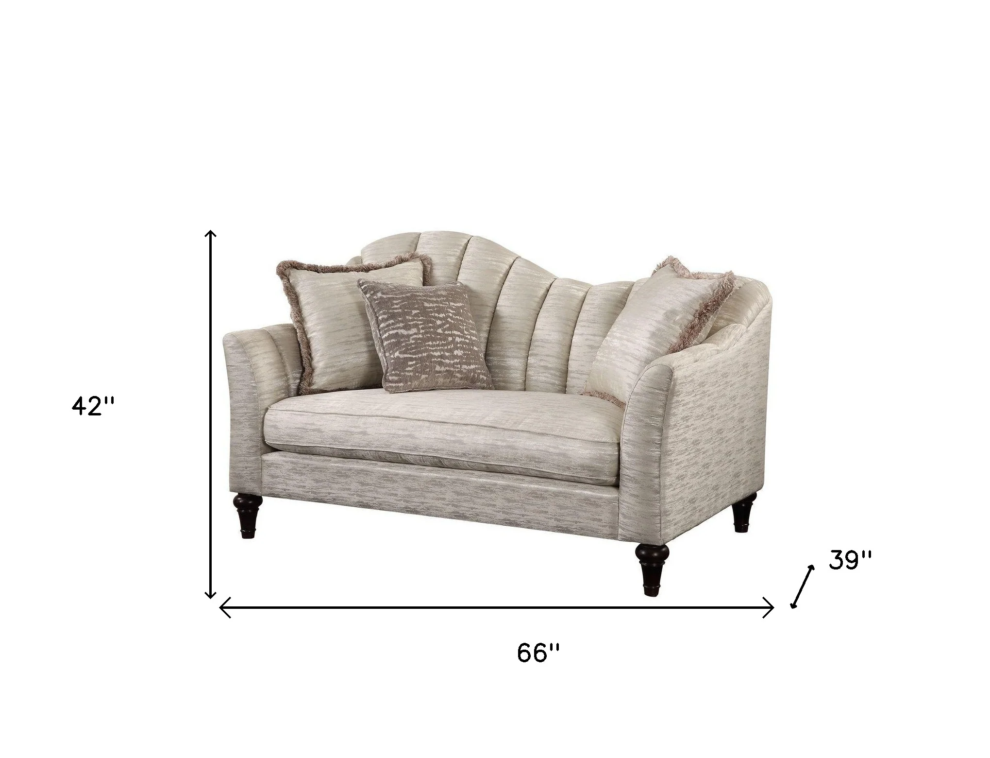 66" Black Linen Love Seat And Toss Pillows By Homeroots - Image 5
