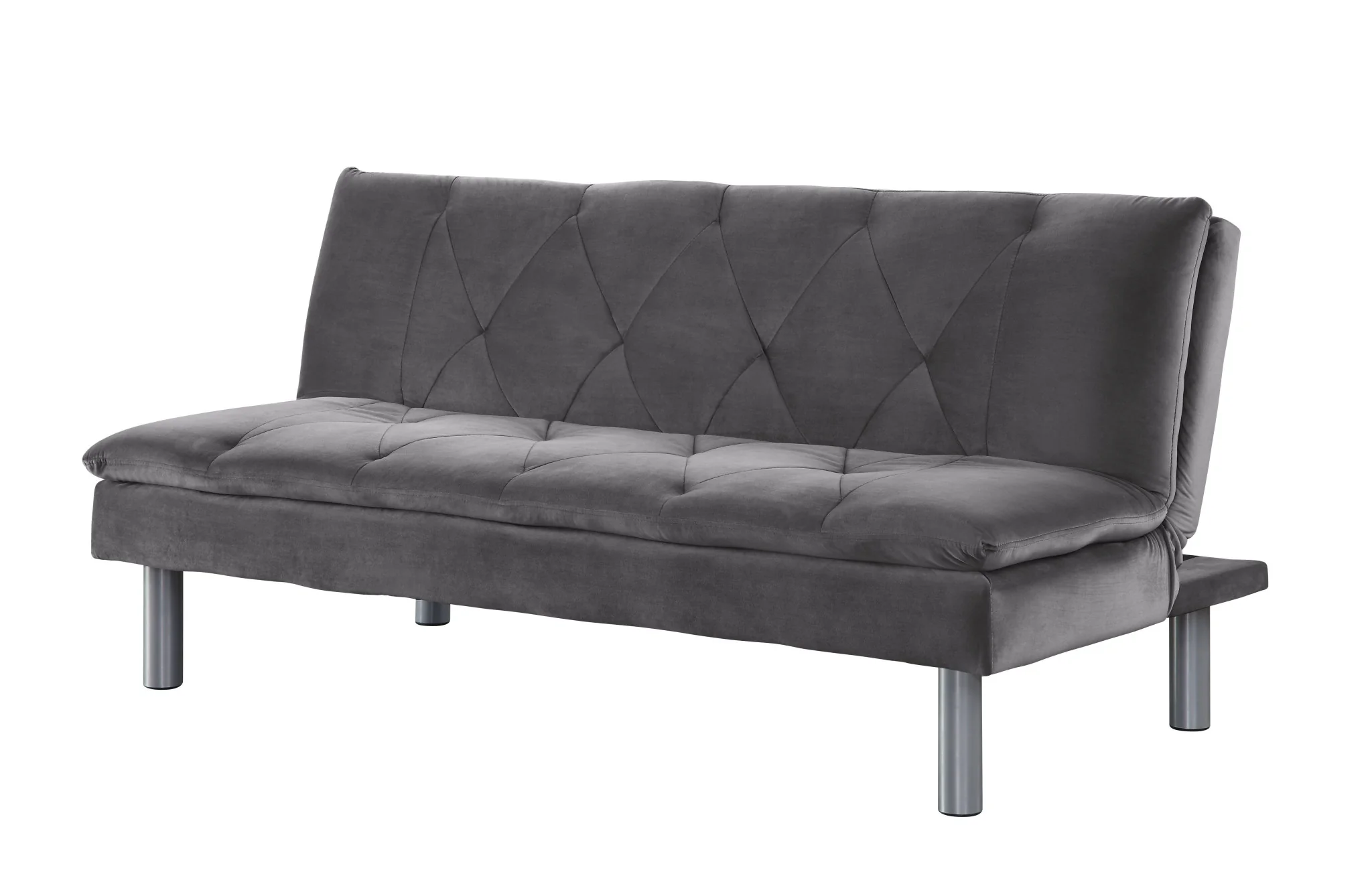 66" Gray Velvet And Silver Sleeper Sofa By Homeroots - Image 2