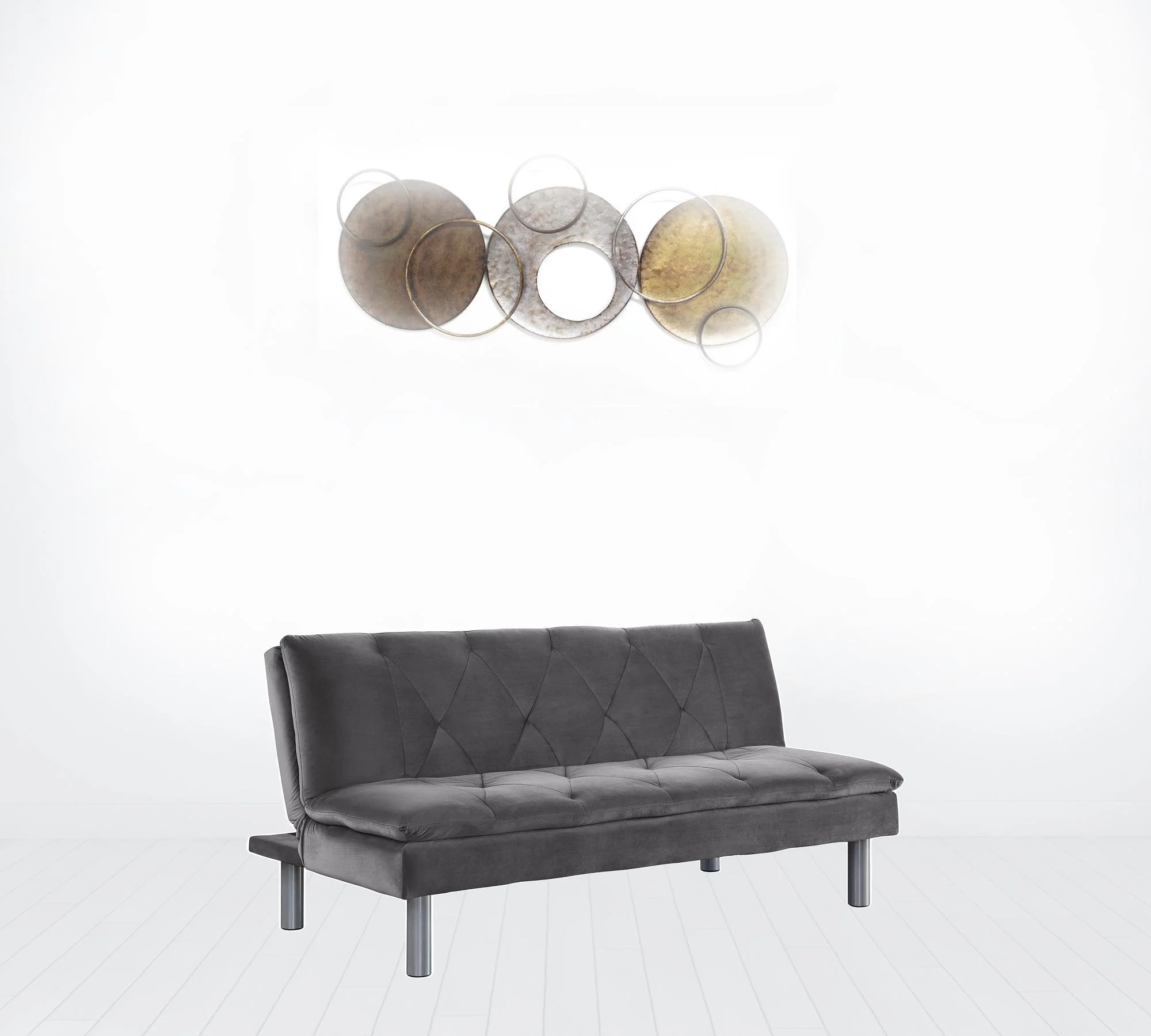 66" Gray Velvet And Silver Sleeper Sofa By Homeroots - Image 3