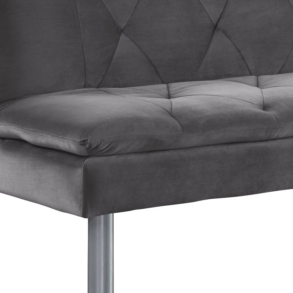 66" Gray Velvet And Silver Sleeper Sofa By Homeroots - Image 5