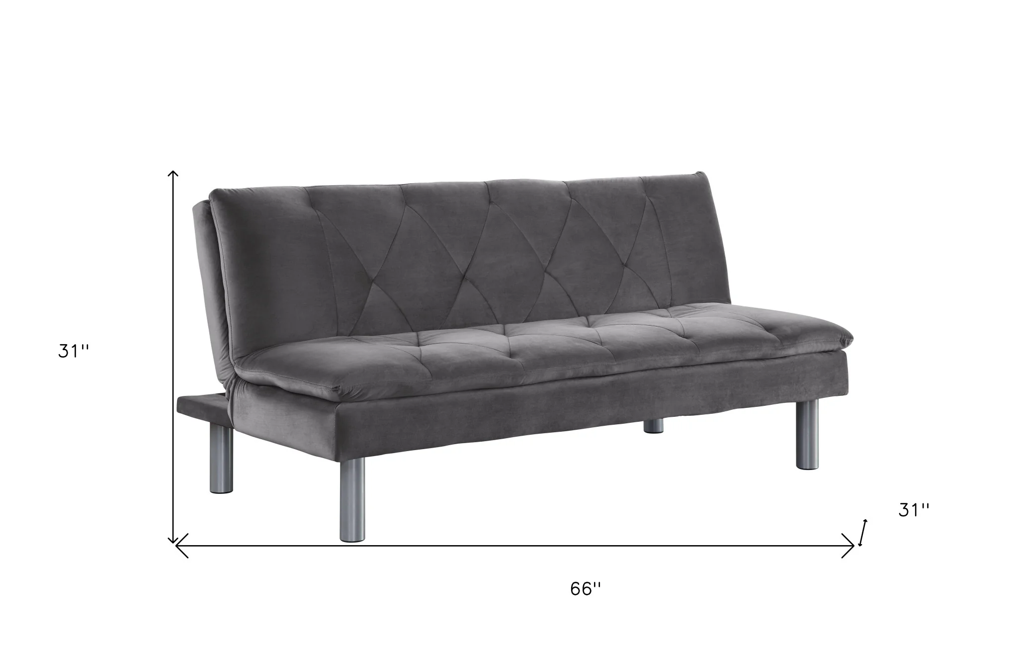 66" Gray Velvet And Silver Sleeper Sofa By Homeroots - Image 6