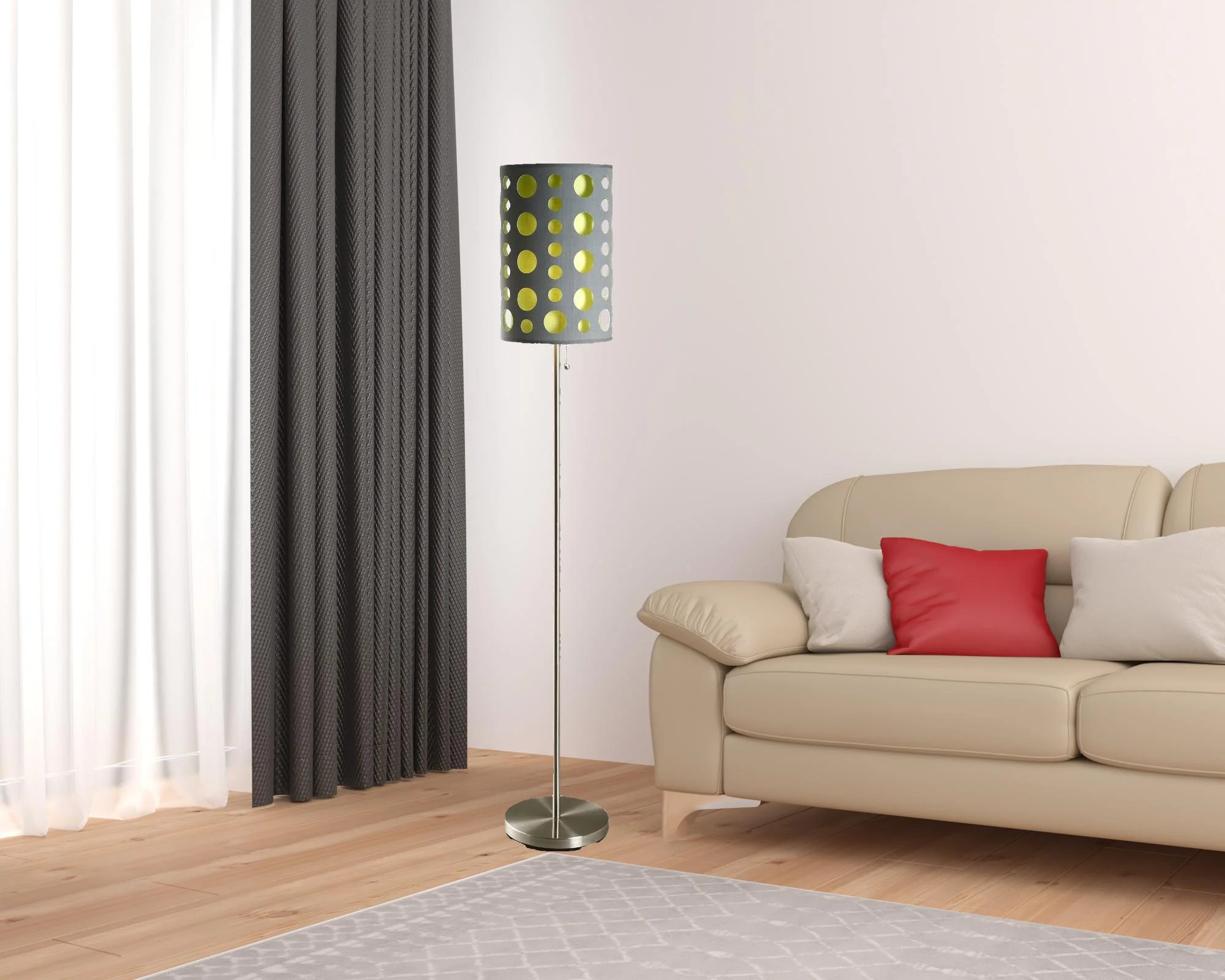66" Steel Novelty Floor Lamp With Black And Green Drum Shade By Homeroots - Image 23