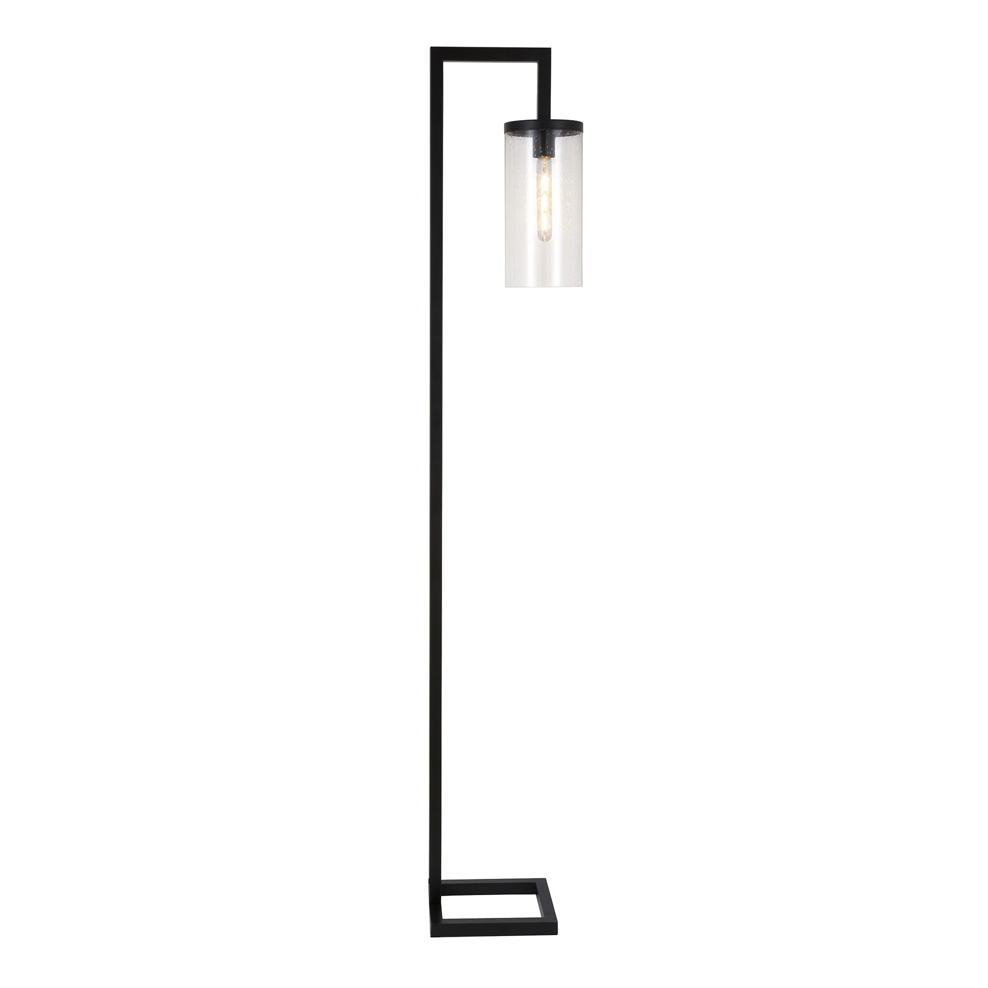 67" Blackened Bronze Modern Floor Lamp With Seeded Glass Drum Shade By Homeroots - Image 2