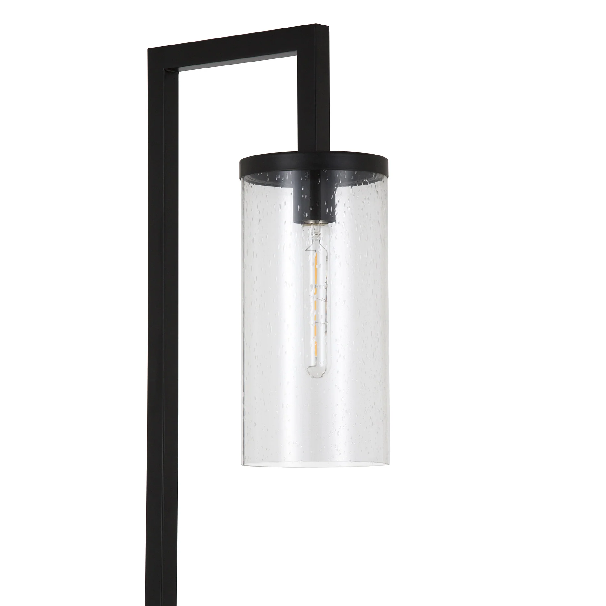 67" Blackened Bronze Modern Floor Lamp With Seeded Glass Drum Shade By Homeroots - Image 8