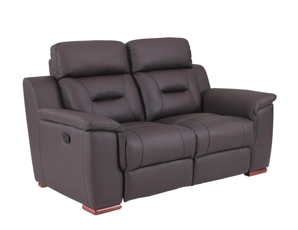 67" Brown Faux Leather Manual Reclining Love Seat By Homeroots - Image 3