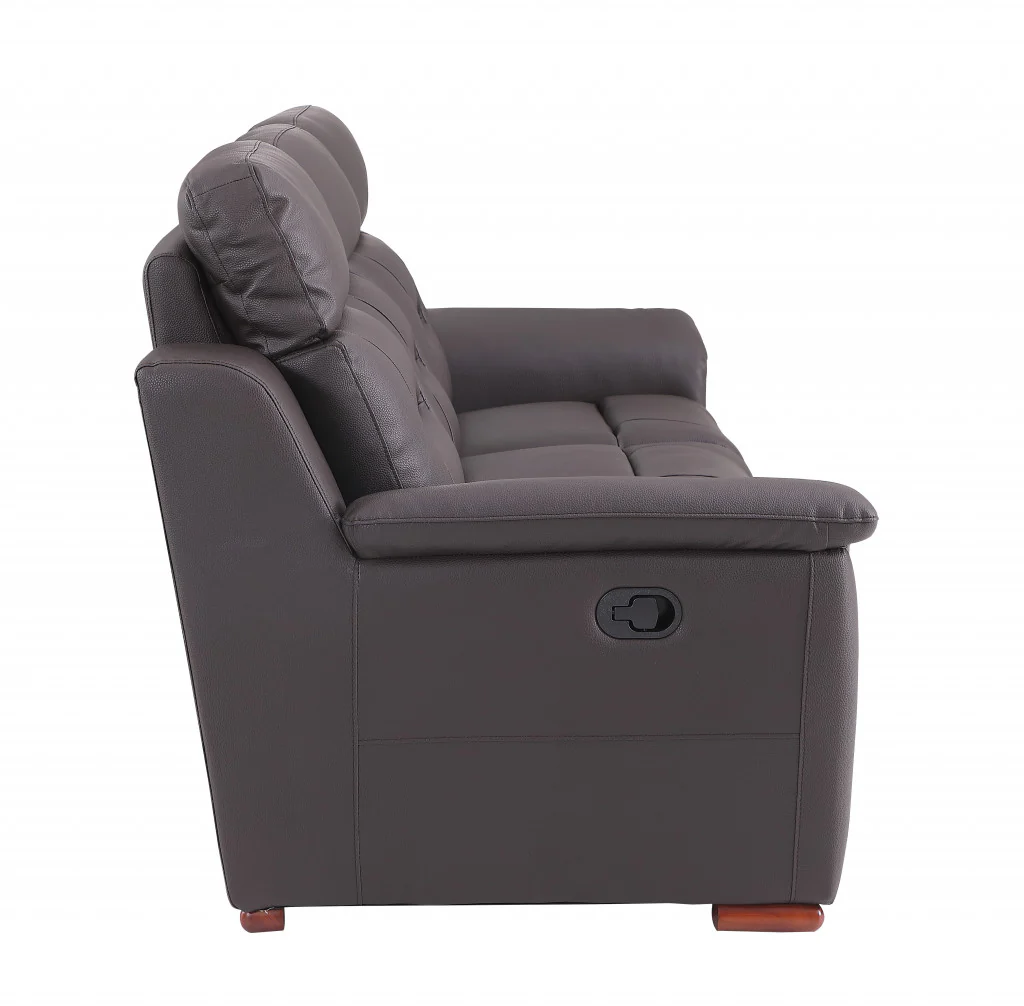67" Brown Faux Leather Manual Reclining Love Seat By Homeroots - Image 6