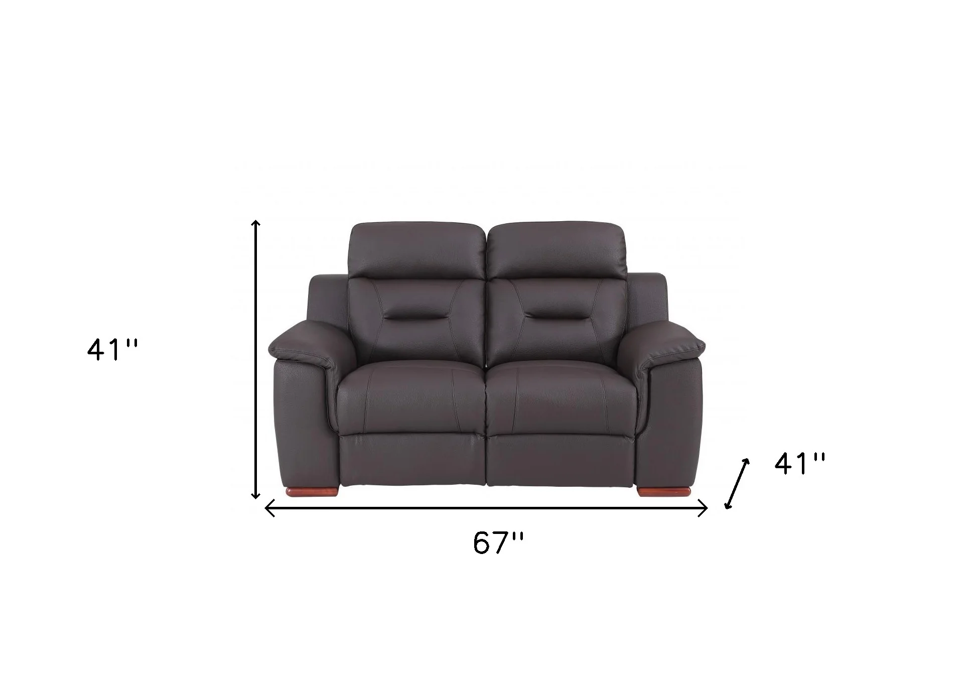 67" Brown Faux Leather Manual Reclining Love Seat By Homeroots - Image 7