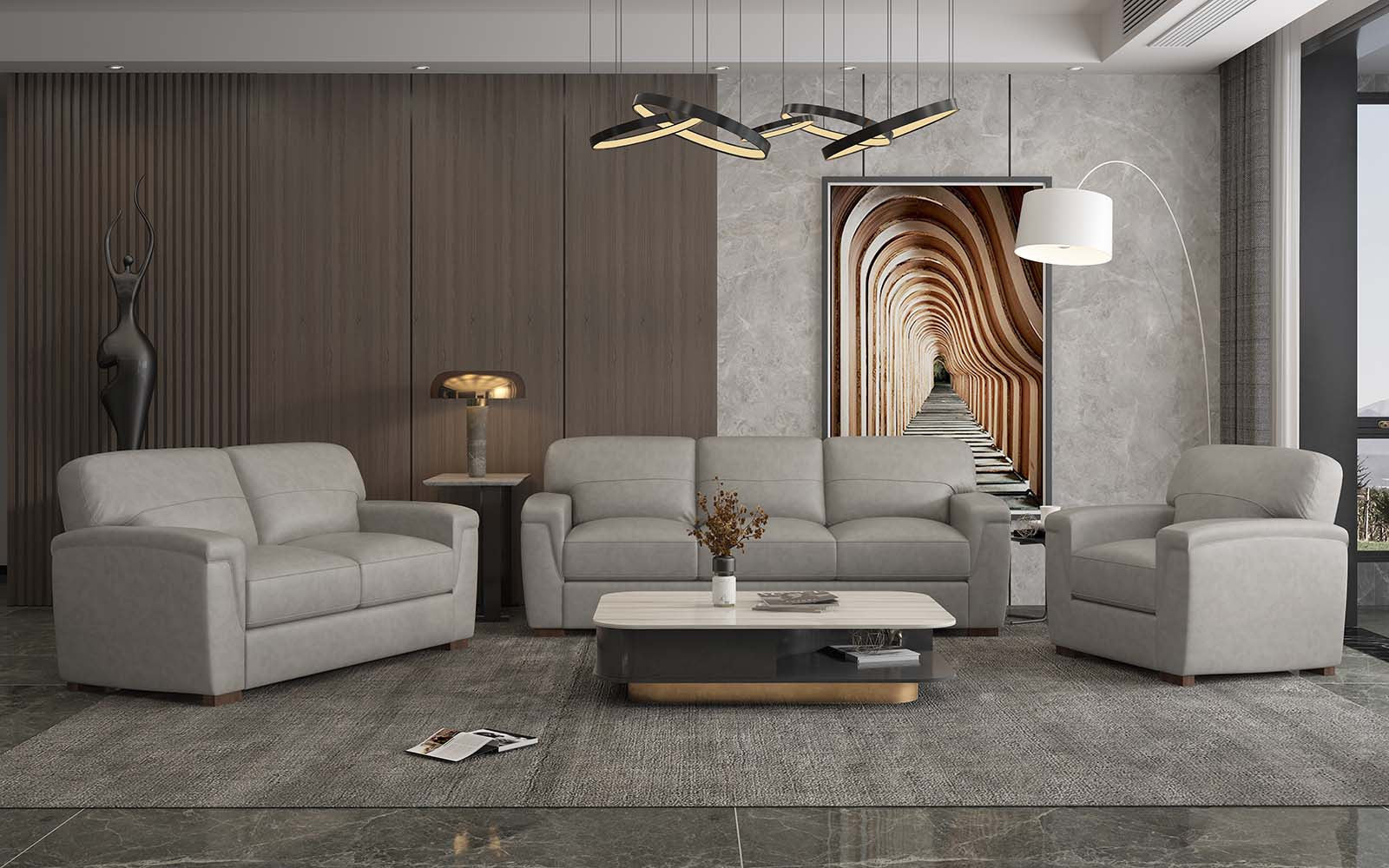 67" Gray Leather And Black Love Seat By Homeroots - Image 5