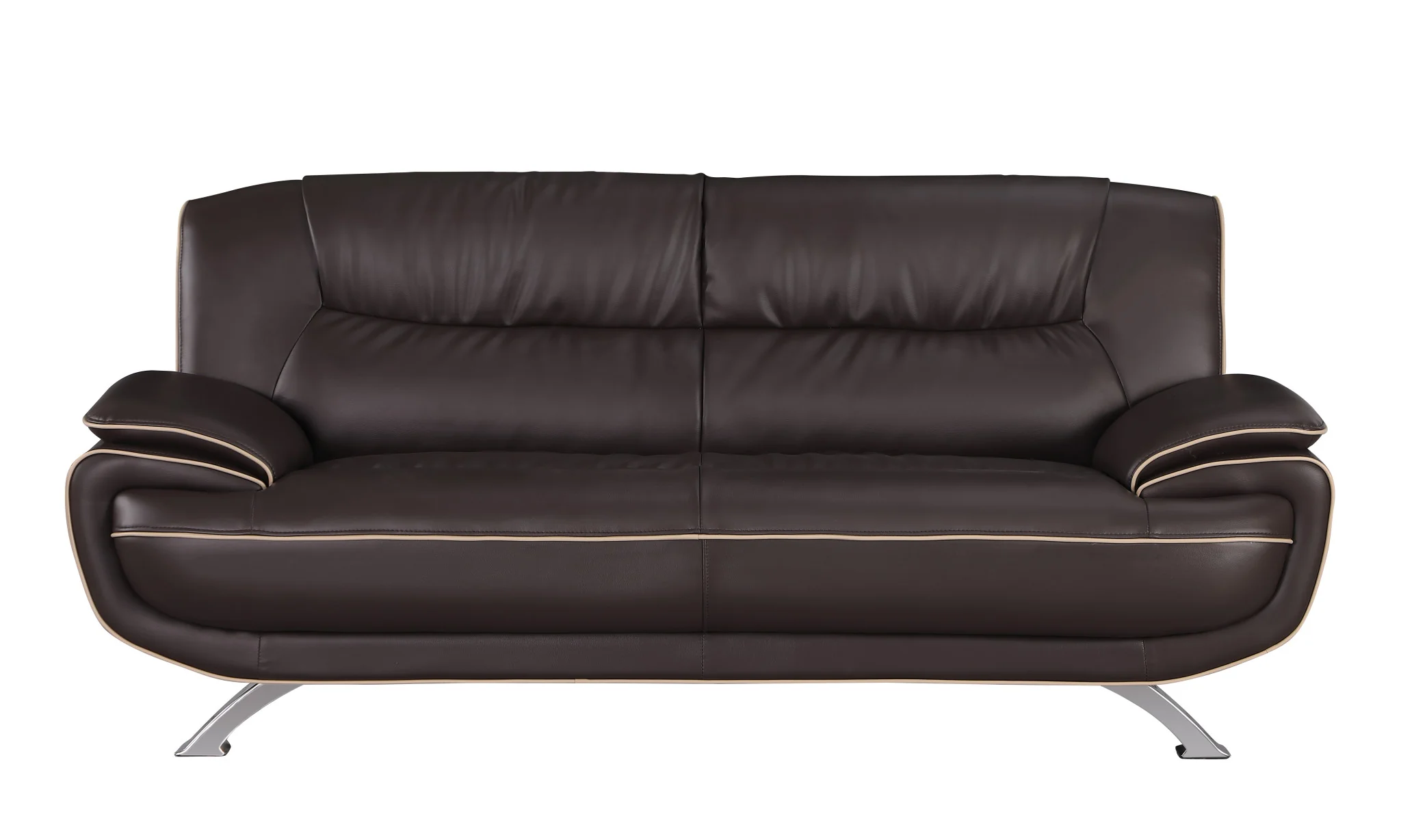 67'" X 35'"  X 35'" Modern Brown Leather Sofa And Loveseat By Homeroots - Image 2