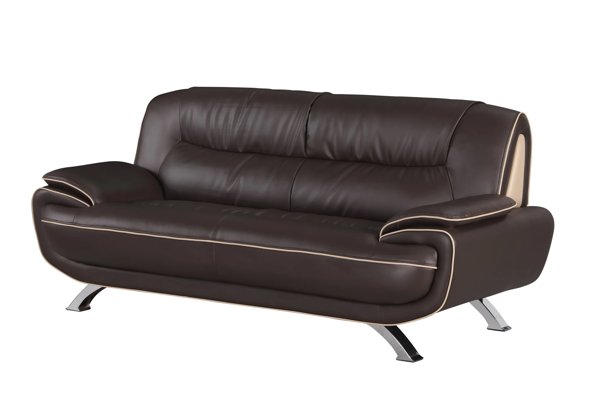 67'" X 35'"  X 35'" Modern Brown Leather Sofa And Loveseat By Homeroots - Image 3