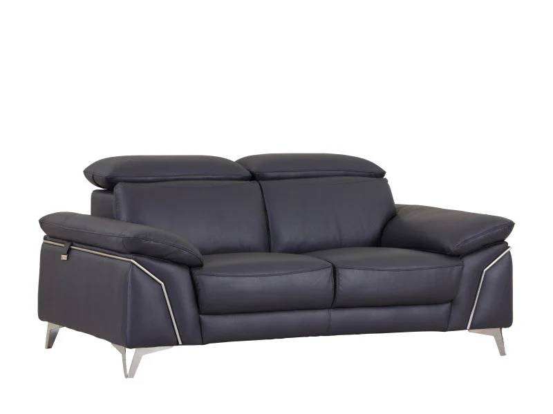 68'" X 41'"  X 39'" Modern Navy Leather Sofa And Loveseat By Homeroots - Image 2