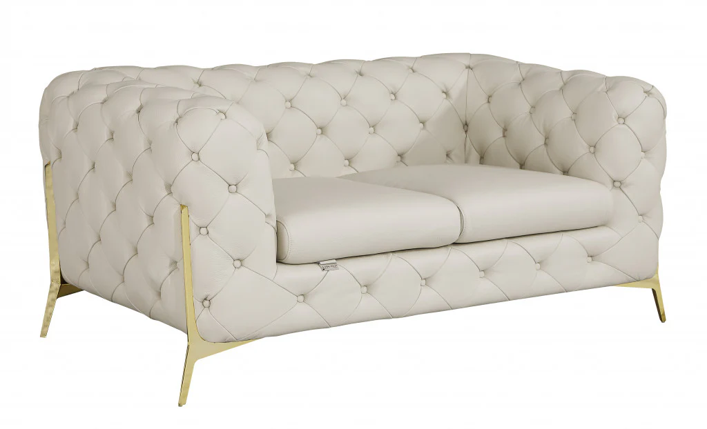 69" Black Tufted Italian Leather and Chrome Love Seat By Homeroots - Image 12