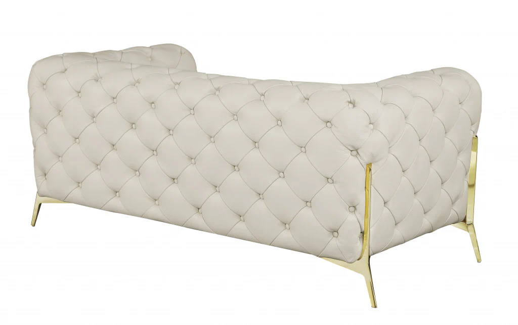 69" Black Tufted Italian Leather and Chrome Love Seat By Homeroots - Image 13