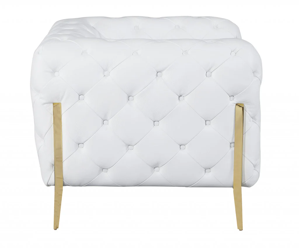 69" Black Tufted Italian Leather and Chrome Love Seat By Homeroots - Image 24