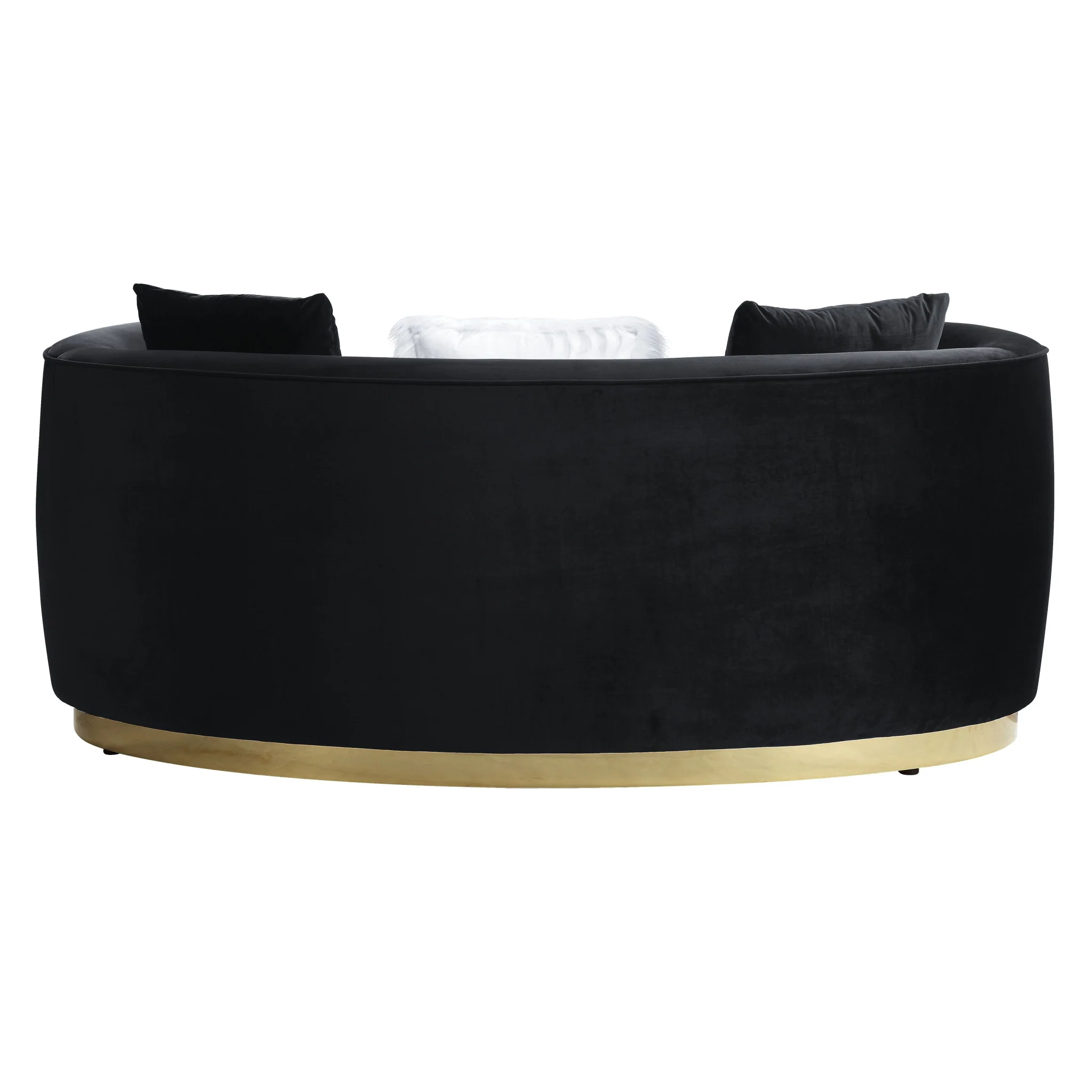 69" Black Velvet Curved Love Seat By Homeroots - Image 5