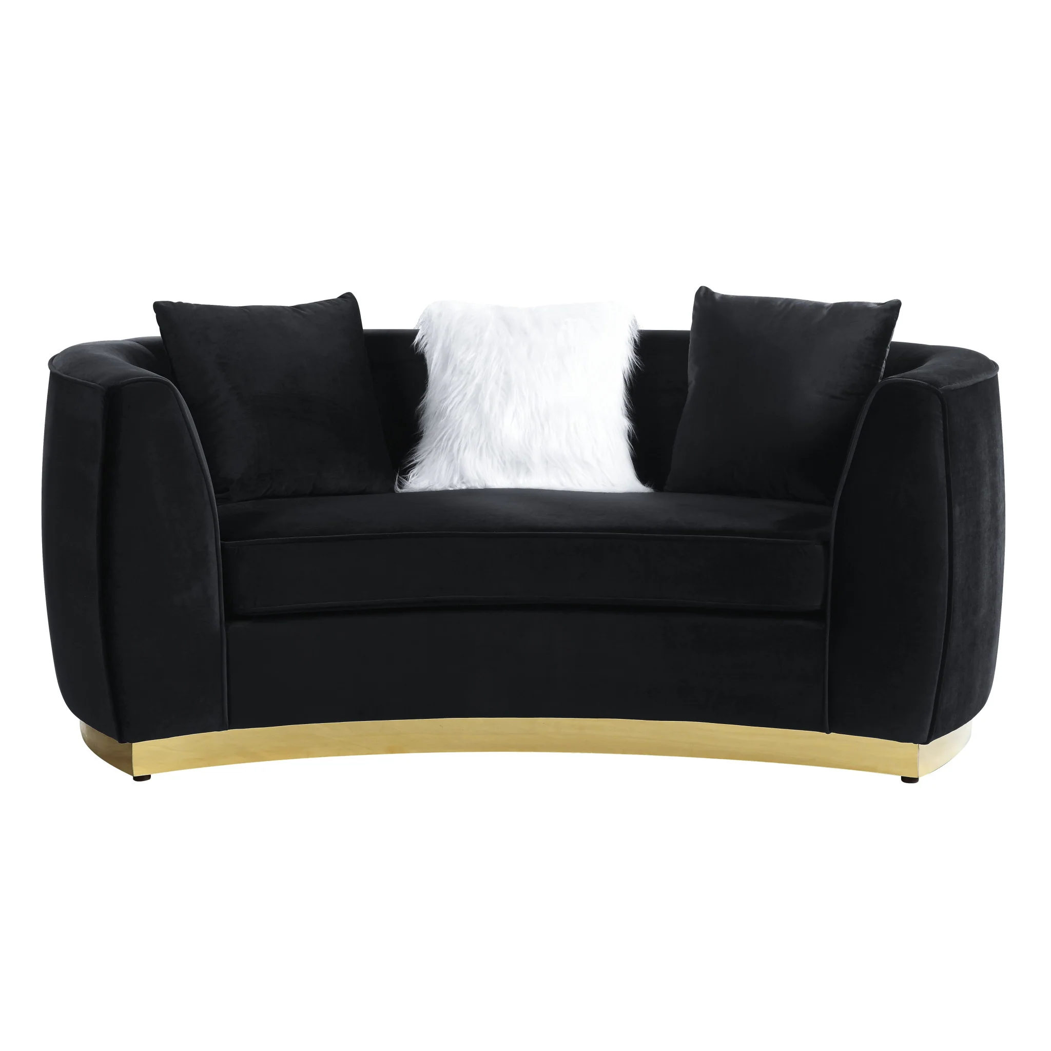 69" Black Velvet Curved Love Seat By Homeroots - Image 6