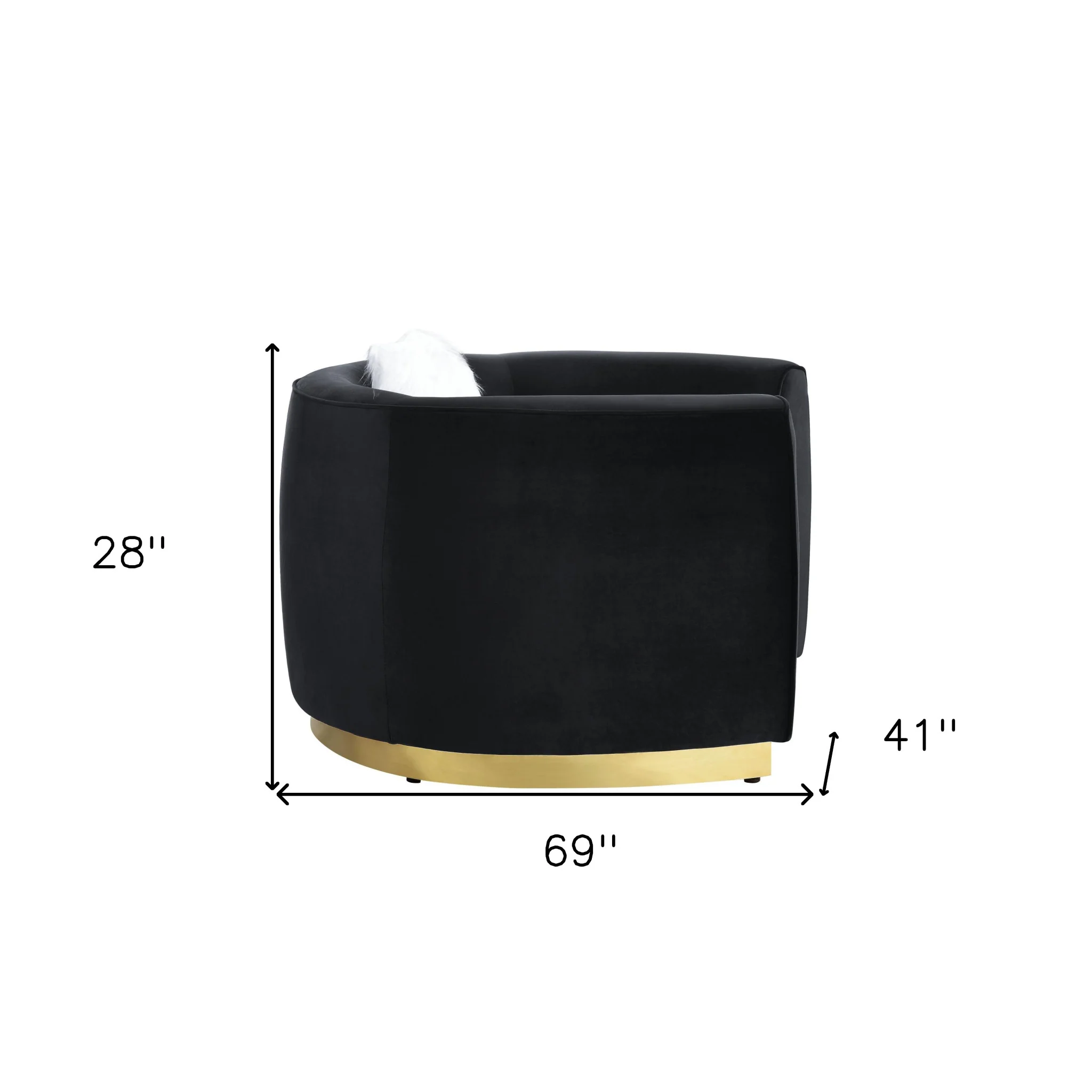 69" Black Velvet Curved Love Seat By Homeroots - Image 7