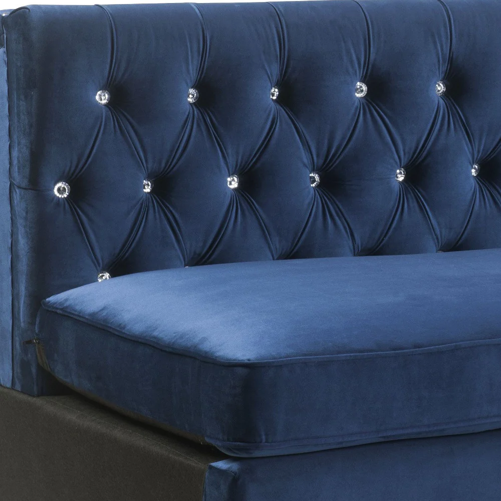 69" Blue Velvet And Silver Sofa With Two Toss Pillows By Homeroots - Image 5