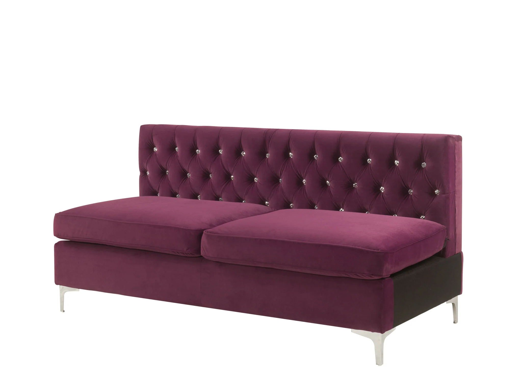 69" Burgundy Velvet And Silver Sofa With Two Toss Pillows By Homeroots - Image 2