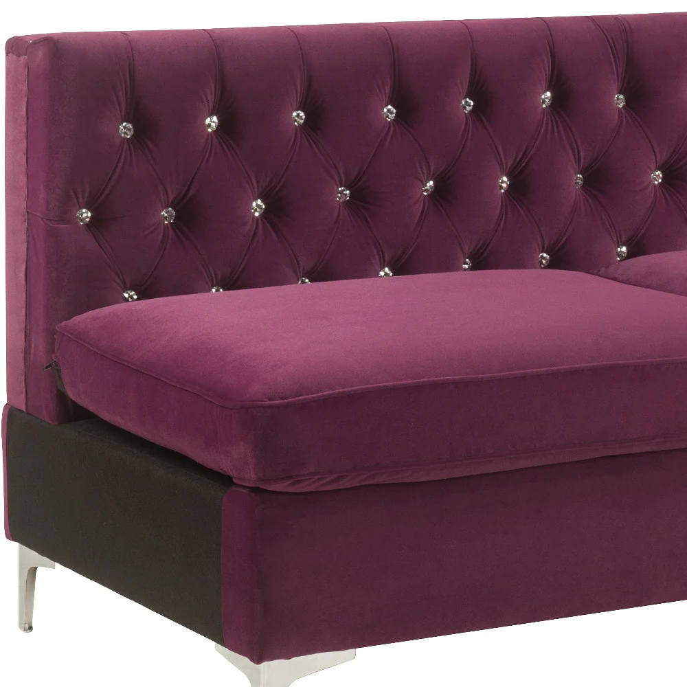 69" Burgundy Velvet And Silver Sofa With Two Toss Pillows By Homeroots - Image 4