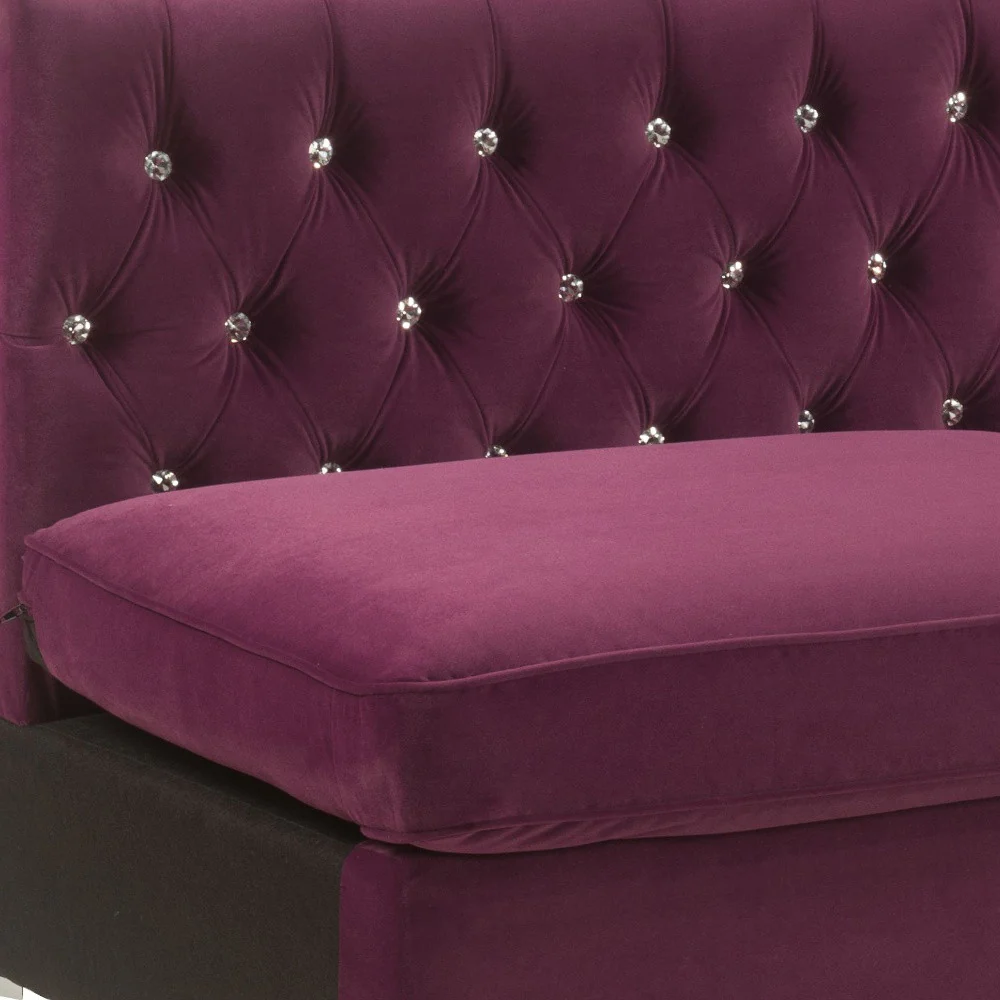 69" Burgundy Velvet And Silver Sofa With Two Toss Pillows By Homeroots - Image 5