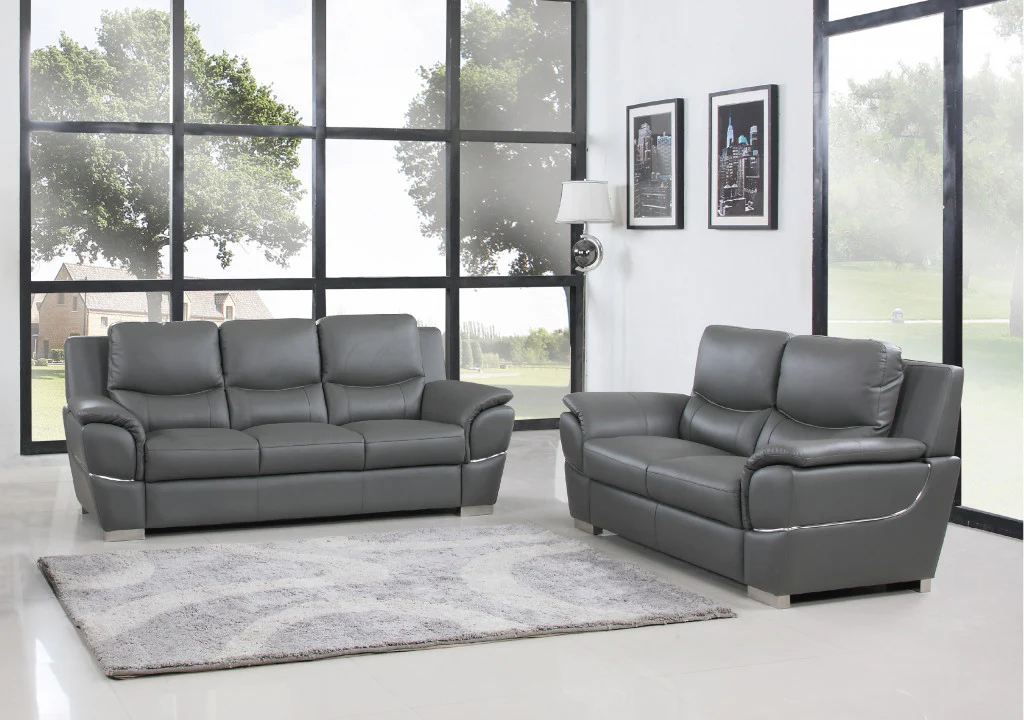 69'" X 34'"  X 35'" Modern Gray Leather Sofa And Loveseat By Homeroots - Image 5