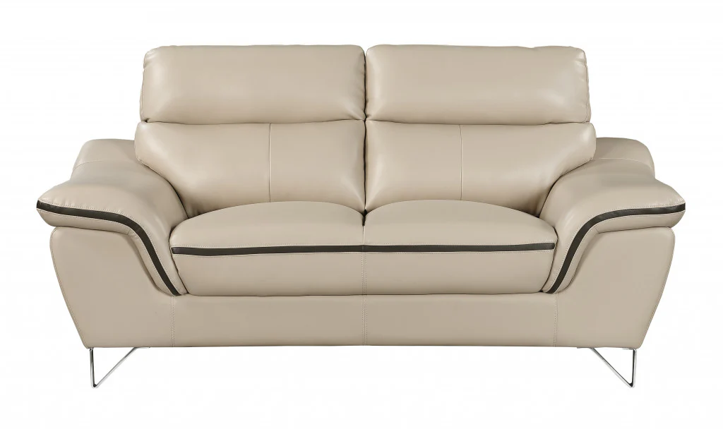 69'" X 36'"  X 40'" Modern Beige Leather Sofa And Loveseat By Homeroots - Image 2