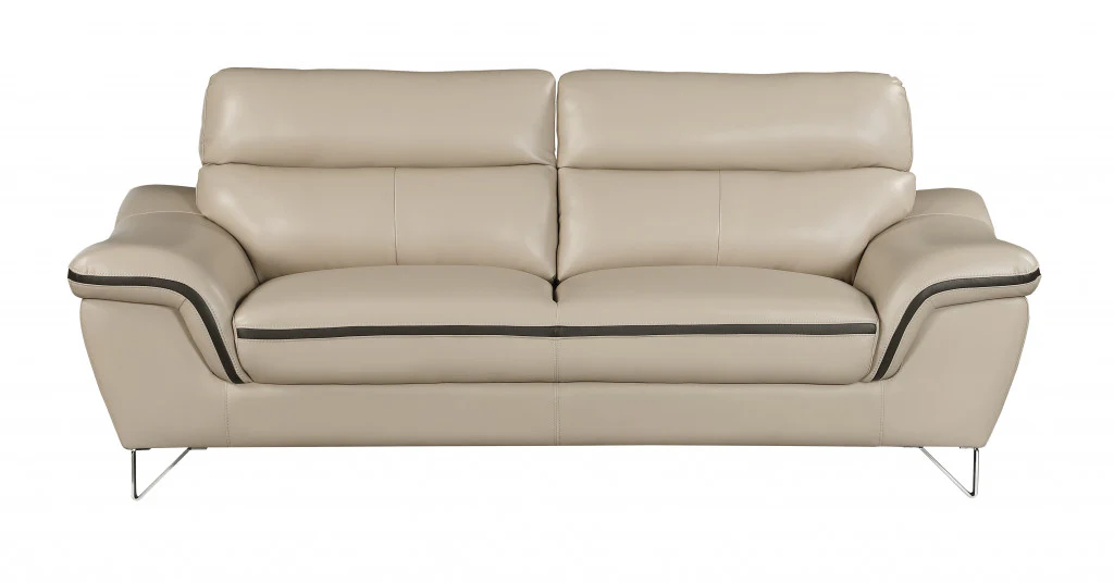 69'" X 36'"  X 40'" Modern Beige Leather Sofa And Loveseat By Homeroots - Image 3