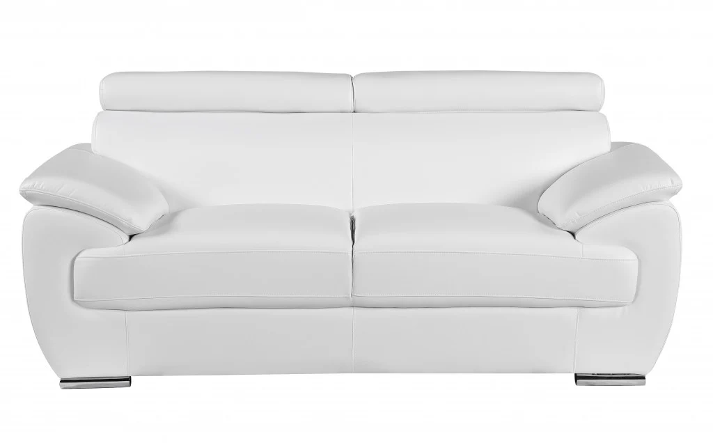 69" X 38" X 32To 39" Modern White Leather Sofa And Loveseat By Homeroots - Image 2