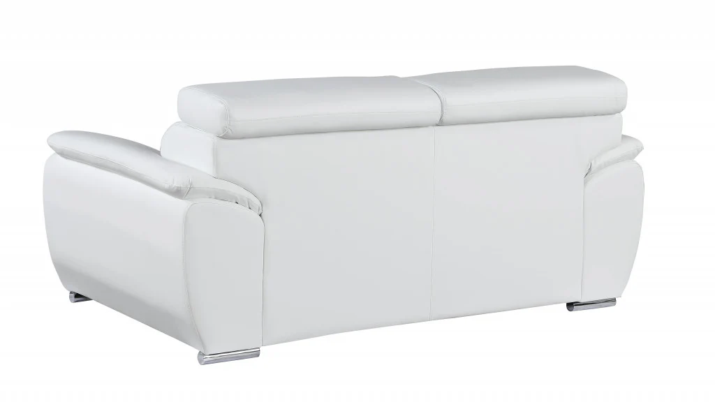 69" X 38" X 32To 39" Modern White Leather Sofa And Loveseat By Homeroots - Image 4