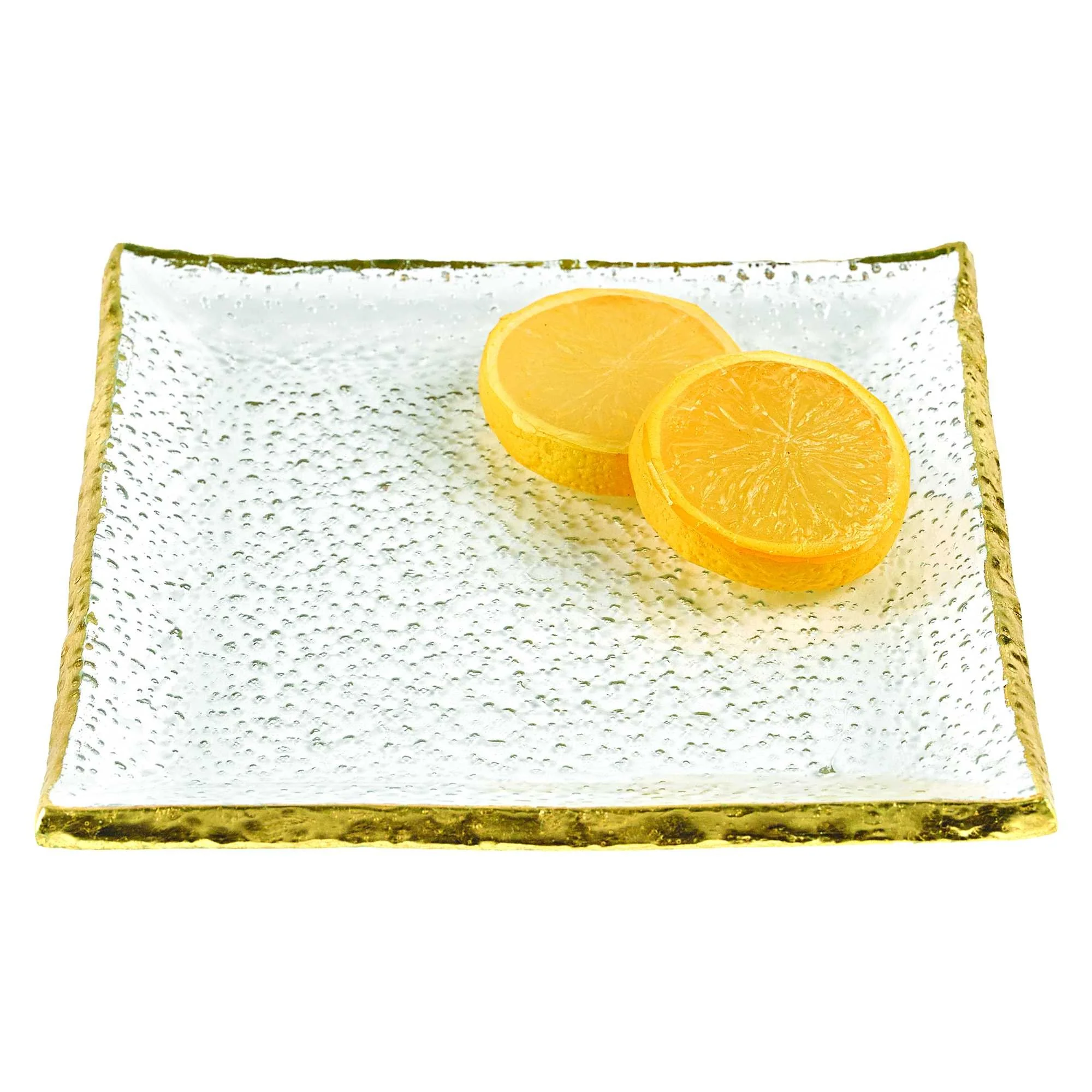 7 Glass Set Of 4 Square Edge Gold Plates By Homeroots - Image 2