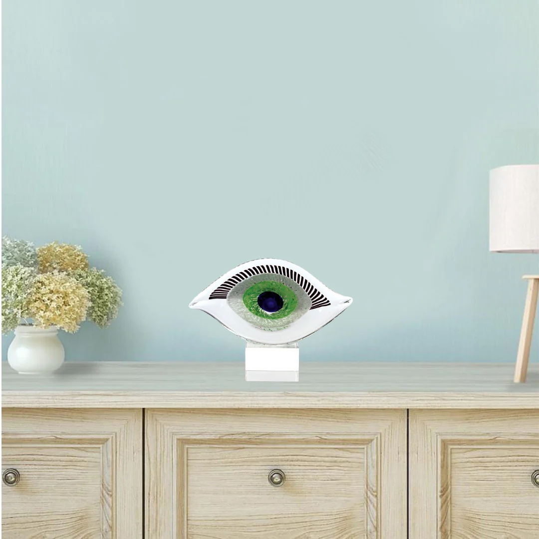 7 MultiColor Glass Art Glass Eye Centerpiece By Homeroots - Image 3
