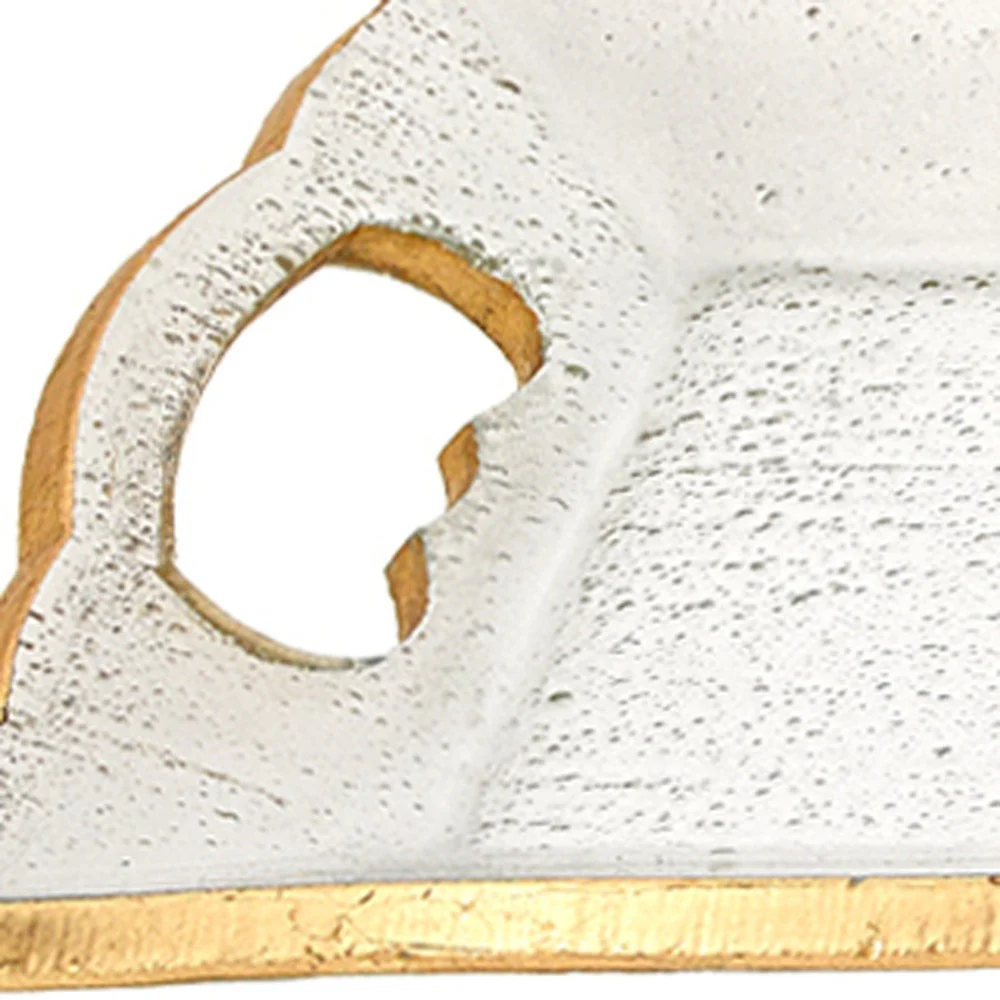 7 X 20 Hand Decorated Scalloped Edge Gold Leaf Tray With Cut Out Handles By Homeroots - Image 4
