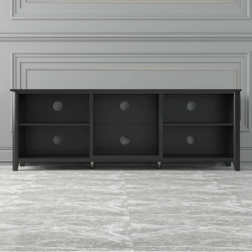 70" Black Open Shelving TV Stand With Bookcase By Homeroots - Image 4