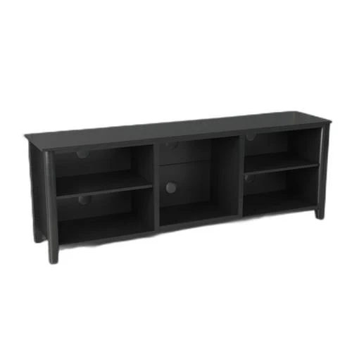 70" Black Open Shelving TV Stand With Bookcase By Homeroots - Image 5