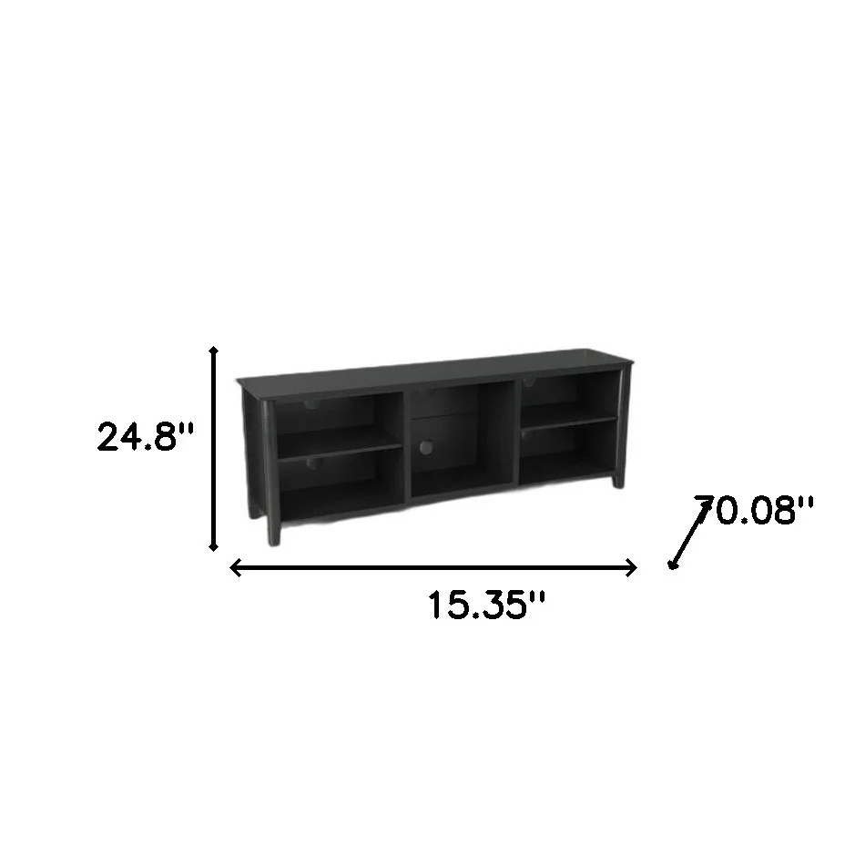70" Black Open Shelving TV Stand With Bookcase By Homeroots - Image 6