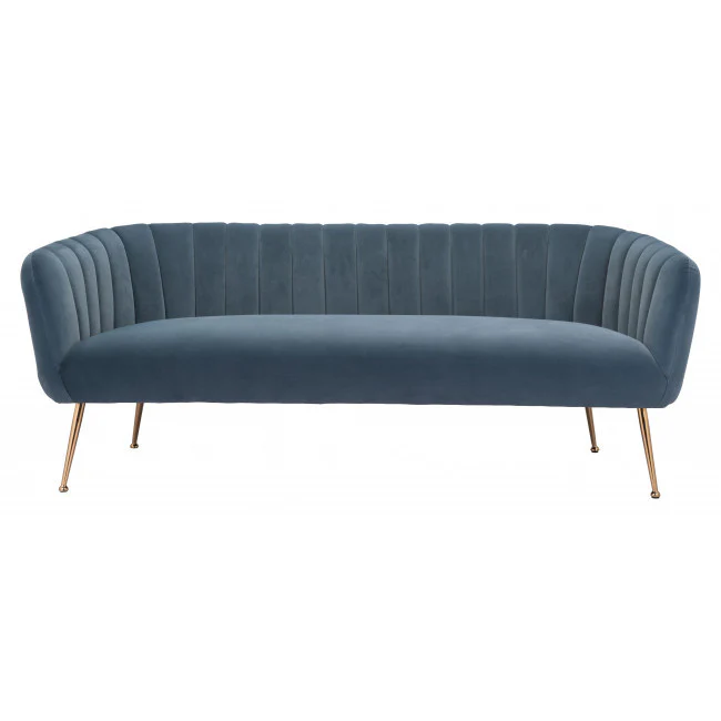 70" Dark Gray Velvet And Gold Sofa By Homeroots - Image 3