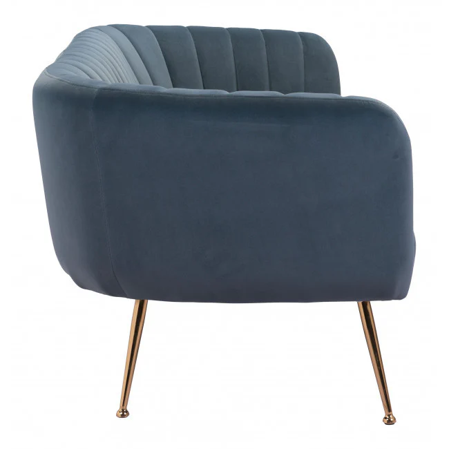 70" Dark Gray Velvet And Gold Sofa By Homeroots - Image 4