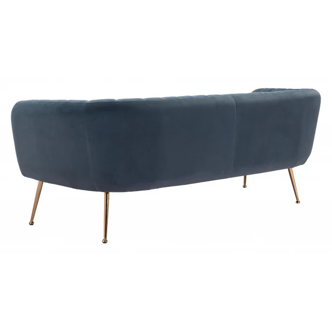 70" Dark Gray Velvet And Gold Sofa By Homeroots - Image 6