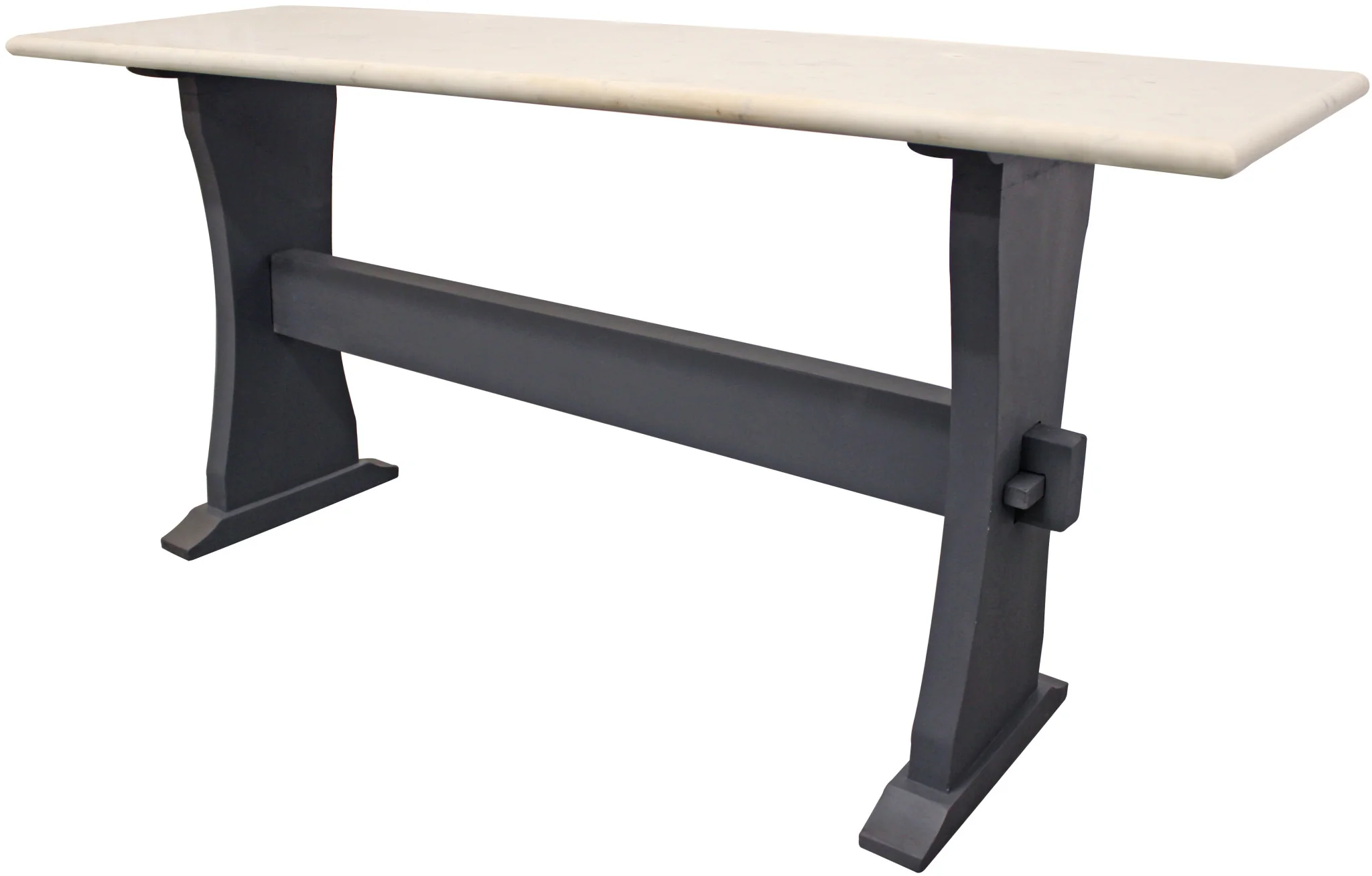 70" Ivory and Black Genuine Marble Trestle Console Table By Homeroots - Image 2