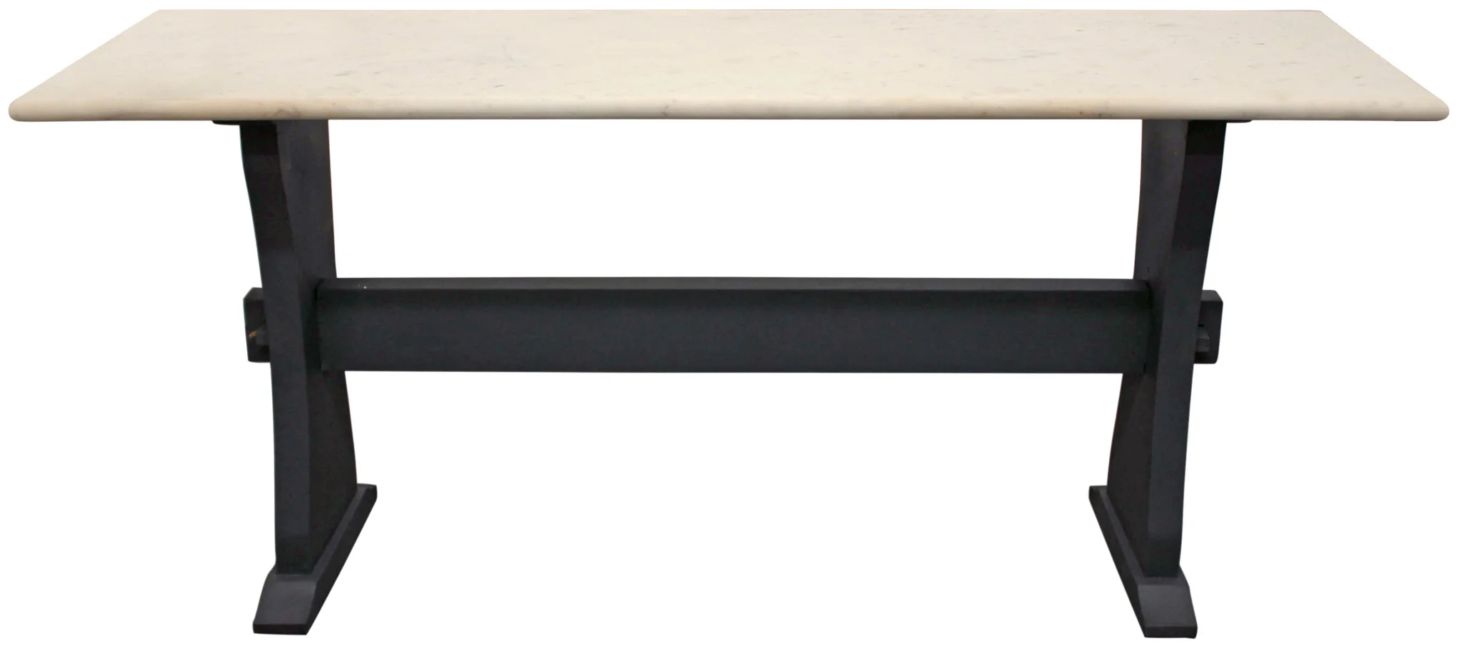 70" Ivory and Black Genuine Marble Trestle Console Table By Homeroots - Image 3