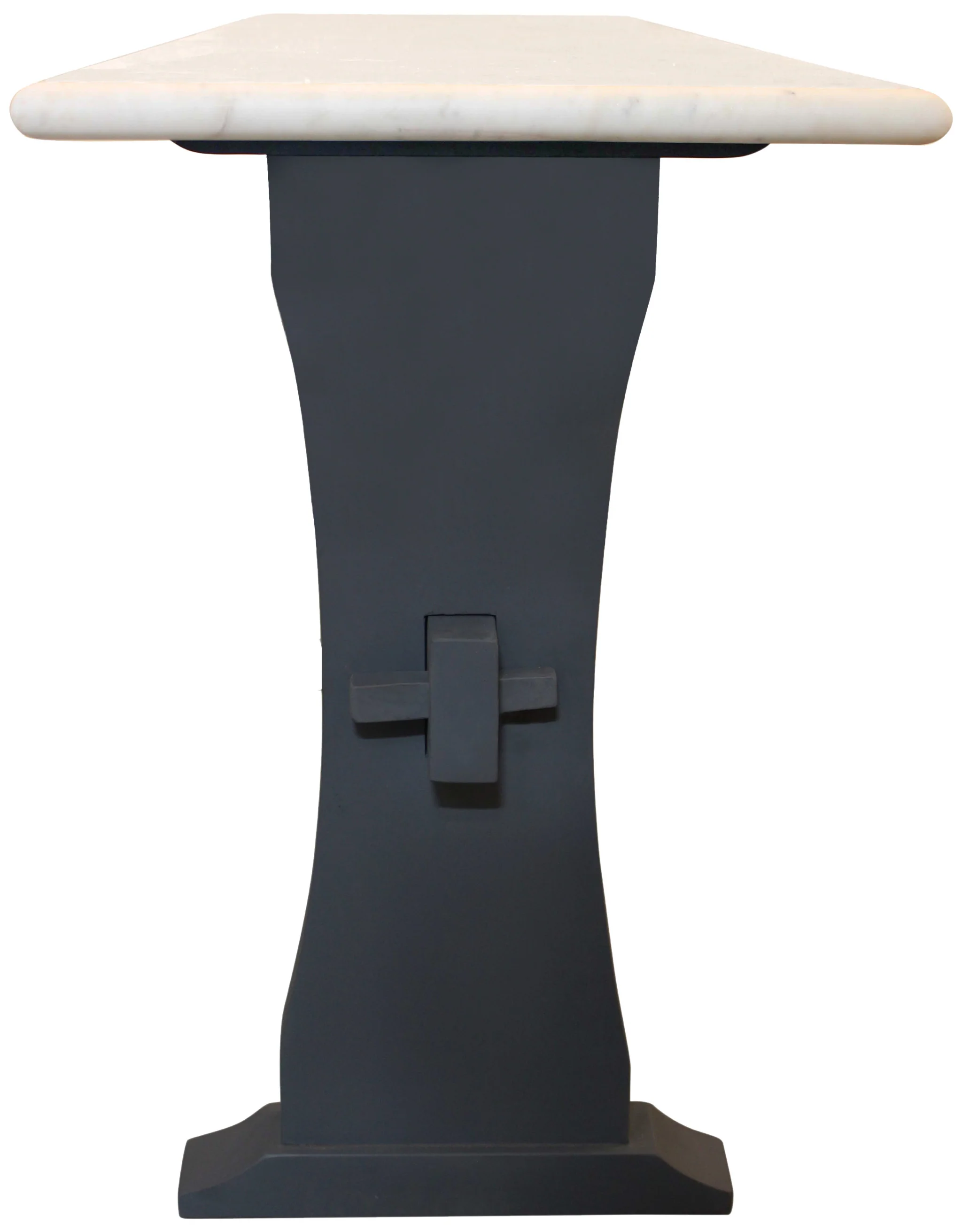 70" Ivory and Black Genuine Marble Trestle Console Table By Homeroots - Image 5